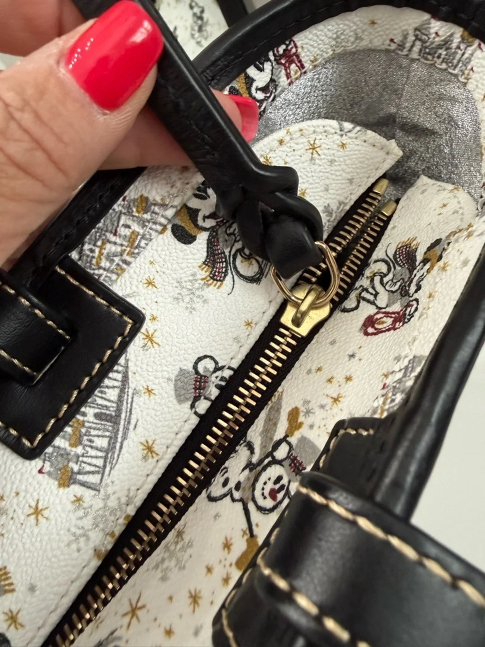 Dooney & Bourke White Mickey Mouse Print Tote with Black Trim LIKE NEW!